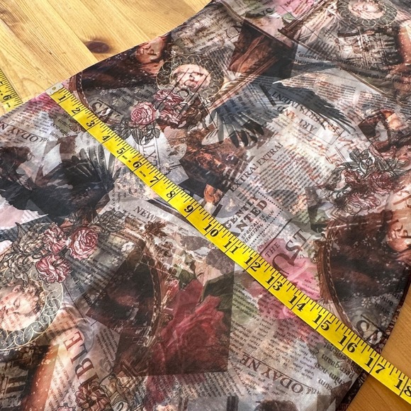 Dress Artsy Cyber Grunge Goth Indie Sleaze 90s Sz L Mesh Stretch Print Maxi - Picture 4 of 12